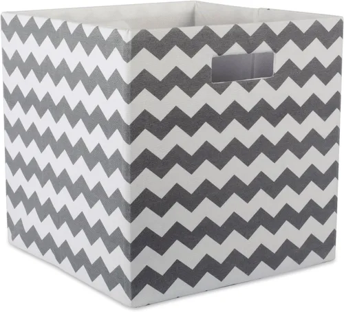 Miniatura 15 de DII Cubo de almacenamiento plegable de poliéster, Chevron, aguamarina, grande
