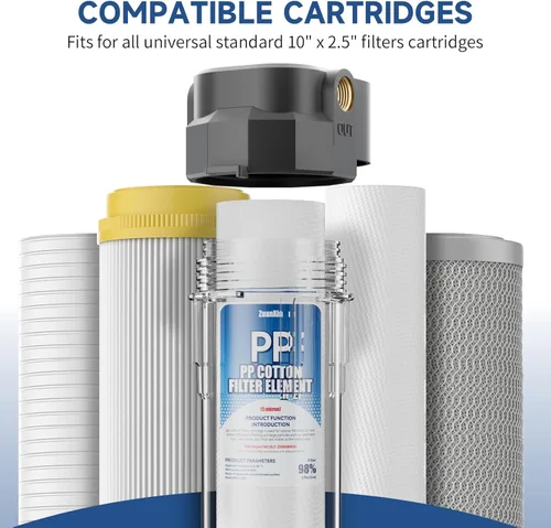 Miniatura 7 de Carcasa de filtro de agua para toda la casa de acero inoxidable 304, se ajusta a filtros de sedimentos de 10 x 2.5 pulgadas, etc. para agua de pozos