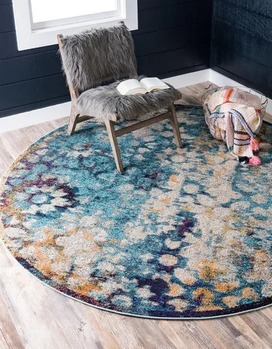 Miniatura 20 de Unique Loom Vita Collection - Alfombra tradicional saturada de medallones florales saturados sobre teñidos, 2 pies 2 pulgadas x 3 pies, azul Azul