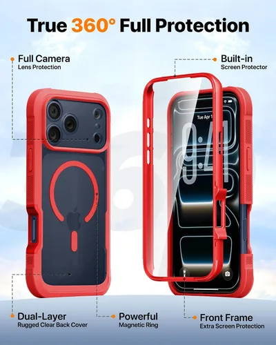 Miniatura 81 de Diaclara Funda diseñada para iPhone 16, mejorada [protección completa de la cámara], carcasa resistente de cuerpo completo con protector de pantalla