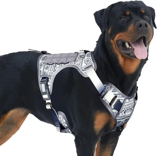 Miniatura 62 de Auroth - Arnés táctico para perros pequeños y medianos, sin tirones, arnés ajustable para mascotas, reflectante, K9, entrenamiento, trabajo, de Gris