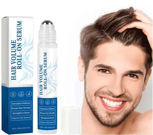 Roll-On para el crecimiento del cabello con romero, 0.8 onzas líquidas de suero y tratamiento del cuero cabelludo, cabello más grueso y lleno para