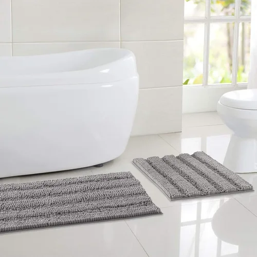 Miniatura 49 de NICETOWN Tapete negro para baño, antideslizante, suave, absorbente de agua, tapete de bajo perfil para entrada, tapete para vestíbulo, puerta