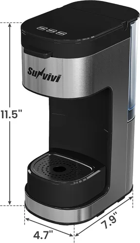 Miniatura 4 de SUNVIVI Cafetera helada y caliente: cafetera de una sola porción con 3 opciones de preparación para cápsulas K, café molido y té, depósito de agua