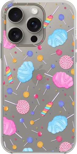 Miniatura 3 de Blingy's Funda para iPhone 15 Pro Max, bonito diseño de algodón de azúcar, diseño divertido de comida dulce, funda protectora transparente de TPU