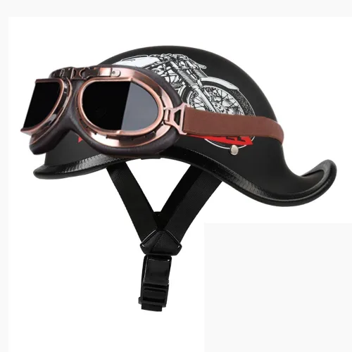 Miniatura 13 de Medio casco de motocicleta vintage, aprobado por el DOT, para adultos, casco convertible vintage para scooters, ciclomotores, cascos de motocicleta