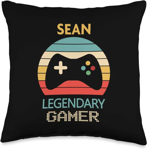 Gamer Sean Name Gifts Sean Name Gift Gamer Decor - Almohada para dormitorio (16.0 x 16.0 in), multicolor