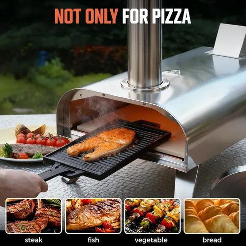 Miniatura 8 de BIG HORN OUTDOORS Horno de pizza de combustible dual de 12 pulgadas, eléctrico y pellet de madera, para interiores y exteriores, máquina de pizza