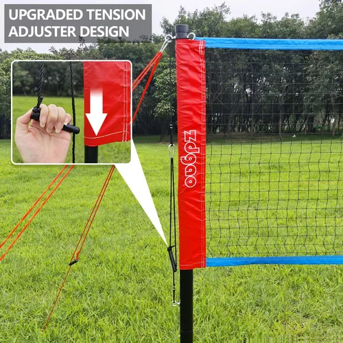 Miniatura 4 de Zdgao Juegos de bádminton para patio trasero, red de bádminton portátil con ajustador de tensión, juego de 4 raquetas de bádminton, 3 volantes