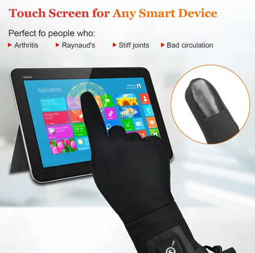 Miniatura 5 de Guantes térmicos para hombres y mujeres, batería recargable, para motocicleta, esquí, calentador de nieve, guantes para artritis