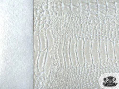 Miniatura 2 de Faux/tela de cuero falsa blanca de la perla del cocodrilo del cocodrilo del vinilo por la yarda