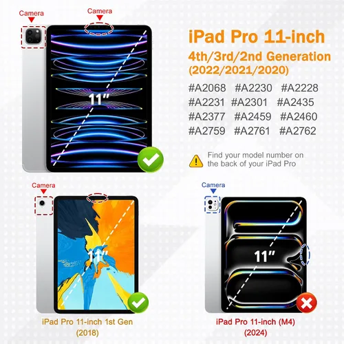 Miniatura 2 de May Chen Funda para iPad Pro de 11 pulgadas M2 de 4ª generación 2022, iPad Pro 11 de 3ª/2ª/1ª generación, Funda con cubierta trasera transparente a