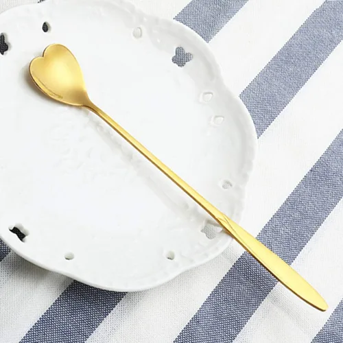 Miniatura 4 de Cucharas de acero inoxidable 304 para café, té, postre, bebida, mezcla, batido, vajilla, paquete de 8 (8 piezas en forma de corazón dorado)