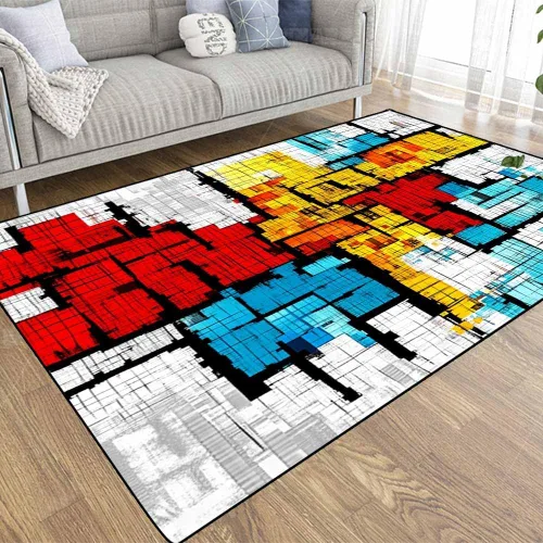 Miniatura 62 de TOMWISH - Alfombra abstracta pintada a mano en blanco y negro con pintura dorada, sala de estar, dormitorio, decoración de suelo, alfombra