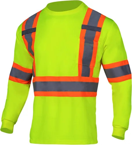 Miniatura 9 de VENDACE Camiseta de trabajo de seguridad de alta visibilidad para hombre, ANSI Clase 2, camisa de manga larga reflectante con bolsillo (azul rey, XL)