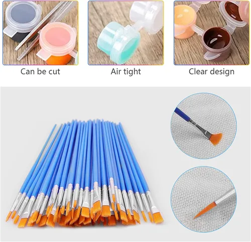 Miniatura 3 de 20 tiras de 120 macetas, tiras de pintura vacías con tapa, mini recipientes de almacenamiento transparentes y 40 pinceles de pintura, suministros