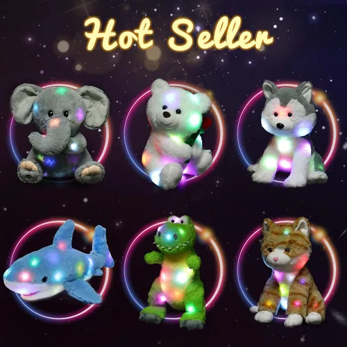 Miniatura 8 de Hopearl Cordero de peluche con luces LED, flexible, con luces de noche que brillan en la oscuridad, para festival, cumpleaños, niños pequeños