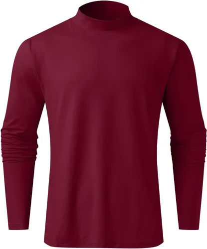 Miniatura 3 de Mens Flannel Shirts Long Sleeve Male Autumn and Winter Solid Color T Shirt Top Turtleneck Top Petite Mock