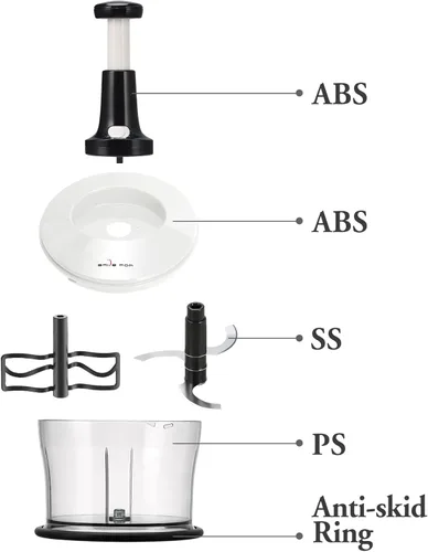 Miniatura 5 de Smile mom Picador de verduras, picador de alimentos, prensa rápida a mano, cortador de alimentos profesional, fácil de picar verduras, frutas, Blanco
