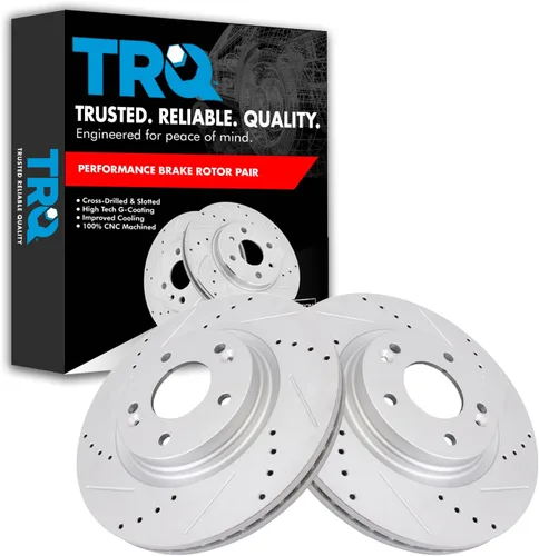 Miniatura 329 de TRQ Juego de rotores de freno de rendimiento trasero con revestimiento G premium compatible con Mazda 6 2014-2021