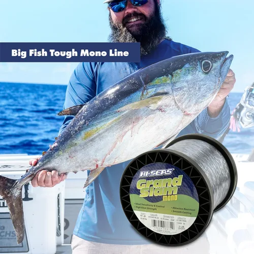 Miniatura 5 de Sedal de Pesca de Monofilamento HI-SEAS Grand Slam - Fuerte y Resistente a la Abrasión en Transparente, Rosa, Verde, Azul Ahumado, Amarillo