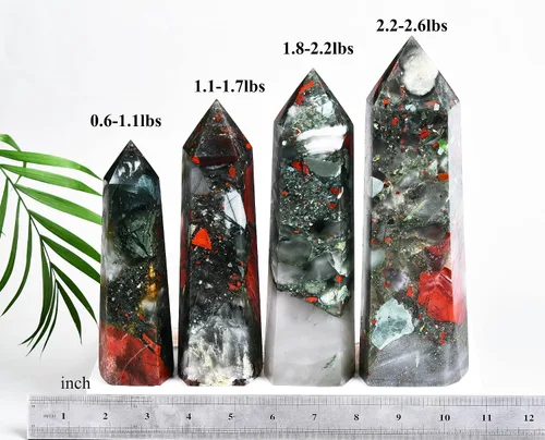 Miniatura 4 de AMOYSTONE Obelisco de Piedra de Sangre Africana Varita de Cristal Curativo Grande Torre Columna Facetada de 6 Lados Reiki Chakra Meditación Terapia
