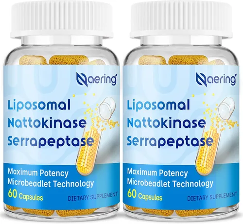 Suplemento enzimático liposomal de nattoquinasa 12,000 FU Serrapeptasa 360,000 SPU - Enriquecido con enzimas sinérgicas y mezcla de nutrientes e