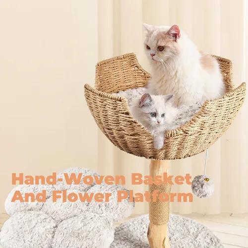 Miniatura 4 de Easyego Árbol de gato moderno, torre de árbol de gato de madera estética para gatos grandes, condominio de lujo para gatos con postes para rascar