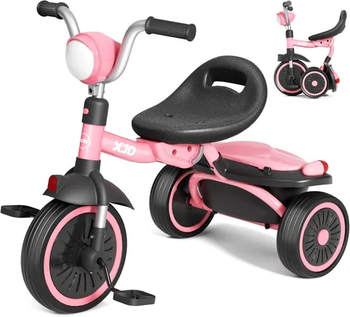 Miniatura 8 de XJD Triciclo para niños pequeños, bicicleta plegable con pedales, triciclo para niños de 2 a 5 años, asiento cómodo ajustable, regalos de Navidad