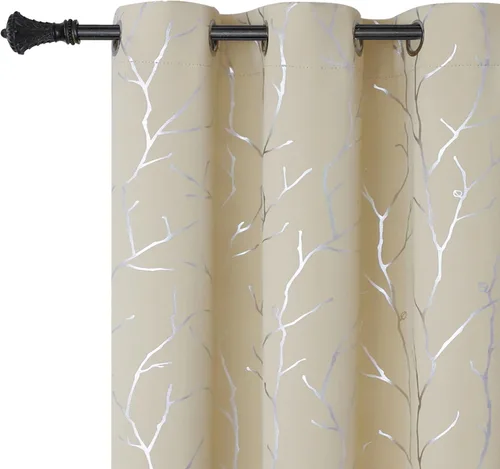 Miniatura 51 de BUHUA - Cortinas opacas blancas, cortinas plateadas, juego de 2 paneles de cortinas con ojales para dormitorio, elegante tratamiento de ventana