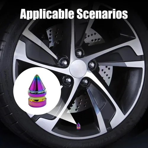 Miniatura 6 de Ziciner 4 tapas de válvula de neumático de automóvil, accesorios de aleación de aluminio con pinchos, cubiertas de vástago de rueda a prueba