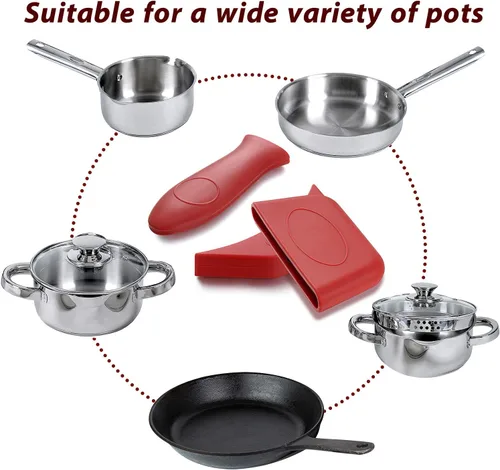 Miniatura 7 de Boao 8 soportes de silicona para mango caliente y soportes para ollas, fundas de goma extraíbles resistentes al calor, fundas de tapa para sartenes