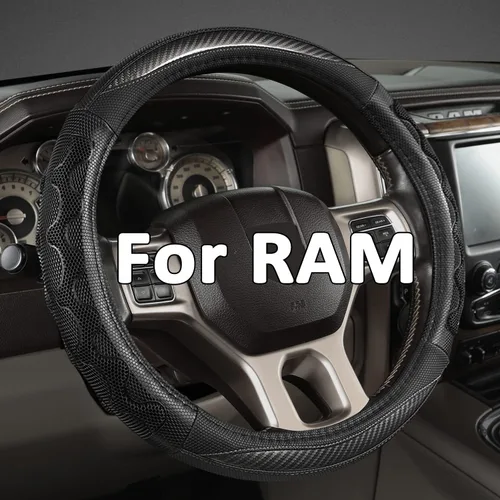 GIANT PANDA Funda de volante para Dodge Ram 1500 - Fundas para volante de automóvil para Dodge Ram 2500 3500 15.5-16 pulgadas - Gris B-negro+gris