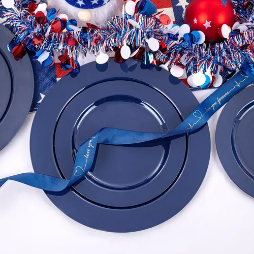 Miniatura 2 de FLOWERCAT 60 platos azules de plástico – platos azules resistentes desechables (10.25 pulgadas y 7.5 pulgadas) – sirven para fiestas de cumpleaños