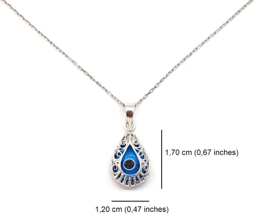 Miniatura 2 de Mystic Jewels - Colgante de plata de ley 925 con forma de gota de cristal con cadena de plata (forma de ojo)