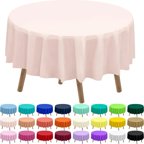 Miniatura 15 de Paquete de 2 manteles de plástico desechables de 84 pulgadas de color azul aguamarina, manteles circulares para baby shower, baby shower, PEVA, azul