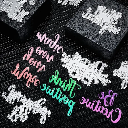 Miniatura 7 de Palabras de metal troquelado troquelado en relieve Palabras de corte de palabras, plantillas de palabras, plantillas de repujado de simpatía