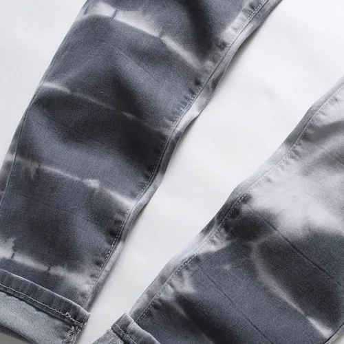 Miniatura 6 de ZEESEN Jeans rasgados para hombre, ajustados, ajuste regular, pierna cónica, desgastados, pantalones de mezclilla para hombre con agujero