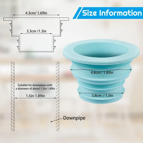 Miniatura 3 de 4 piezas de tubo de drenaje sello de manguera desodorante tapón de silicona tapón de sellado de alcantarillado anillo lavadora para baño cocina