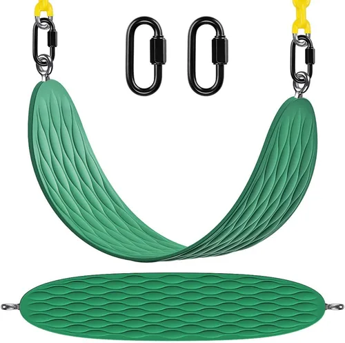 Dolibest Asiento de columpio resistente con cadena y mosquetones de 66 pulgadas, cómodo y duradero, juego de columpios con revestimiento de Verde-1