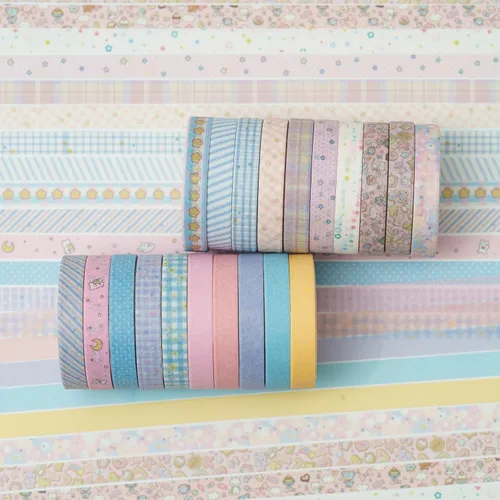 Miniatura 3 de Juego de 20 rollos de cinta washi vintage, diseño retro delgado, con patrones antiguos, cintas de enmascarar para artes, manualidades, diarios