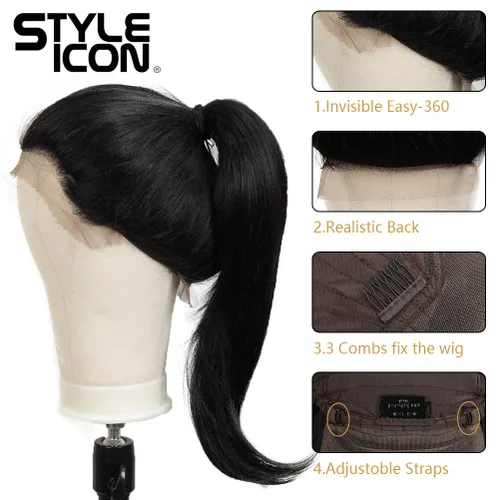 Miniatura 2 de Style Icon Easy-360 pelucas de encaje de 26”, encaje en la parte frontal; pelucas Ombre peluca sintética.