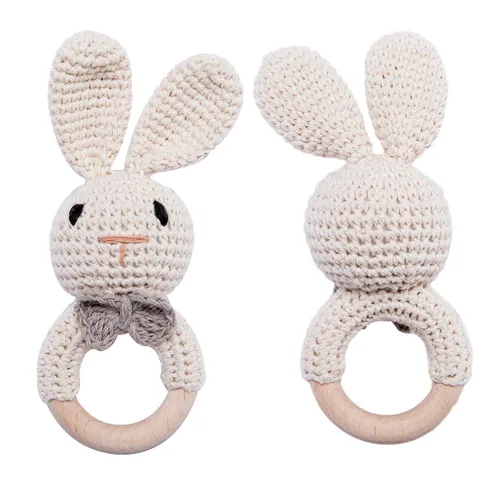 Miniatura 7 de Sonajero de bebé de ganchillo, juguete agitador de bebé, sonajeros de bebé de 0 a 6 meses, juguetes hechos a mano, sonajero de conejo de Pascua