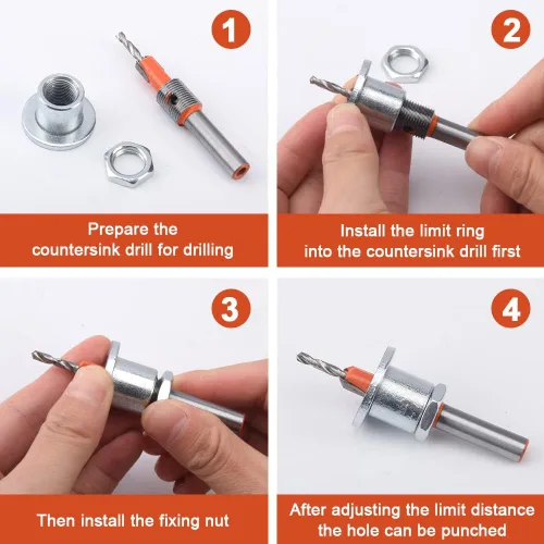 Miniatura 4 de Juego de perforadores de tapa de tornillo de alta resistencia de 0.315 in con taladro avellanado y llave, de mano para tarjetas de PVC de papel