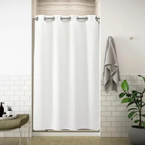 Miniatura 20 de Cortina de baño River Dream de 36" de ancho con diseño de ondas de gofre, sin ganchos, con forro a presión, cortina de baño de tela de mezcla