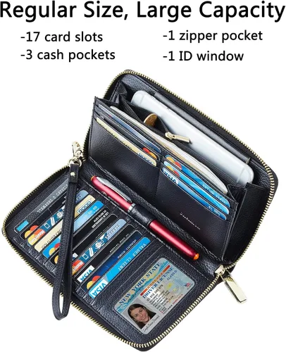 Miniatura 6 de Chelmon - Monedero para mujer de cuero genuino con bloqueo de señal RFID para tarjetas de crédito