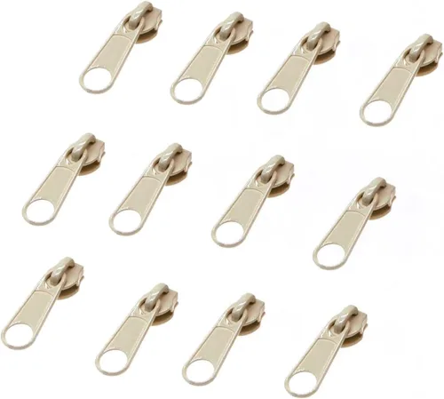 Leekayer 50 tiradores beige #3 para cremalleras de bobina de nailon, deslizadores de cremallera de metal para chaqueta, equipaje, bolsas, bolsas a