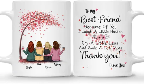 Miniatura 26 de Gossby - Taza de café personalizada para mujer, 2 unidades, con nombres personalizados Taza personalizada para dos mujeres, taza de café