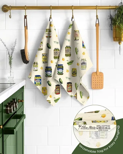 Miniatura 3 de Miss Adola - Juego de toallas de cocina de saco de harina con lazo para colgar - Juego de 2 toallas de cocina de primavera con lazo para colgar