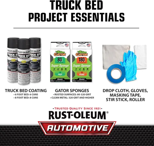 Miniatura 7 de Rust-Oleum 272741-6PK Recubrimiento en Aerosol para Cama de Camión de Grado Profesional Automotriz, 15 oz, Negro Mate, (Paquete de 6)